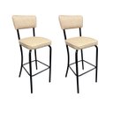Ver imagem 1 de Kit 2 Banquetas Olivia Altura 65cm para Bar e Cozinha Preta com Assento Confortável Cor Bege Encosto