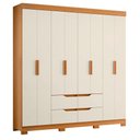Ver imagem 4 de Guarda Roupa Casal Doble 8 Portas de Bater 4 Gavetas MDP com Cômoda Cinamomo Off White Albatroz