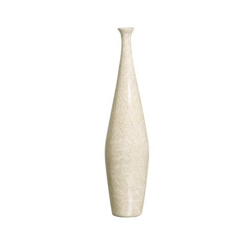 Vaso de Chão Decorativo de Cerâmica Garrafa Faenza Bege Petra 51x12 cm