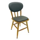 Ver imagem 1 de Cadeira de Jantar Madeira Maciça Torneada Estofada Courino Assento 43cm Sala Cozinha Bar - Natural