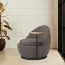 Ver imagem 2 de Poltrona Orgânica Kaira com Mesa Lateral Esquerda Base Fixa Preto Bouclé Marrom - Nexta Casa