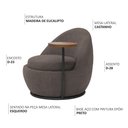 Ver imagem 3 de Poltrona Orgânica Kaira com Mesa Lateral Esquerda Base Fixa Preto Bouclé Marrom - Nexta Casa