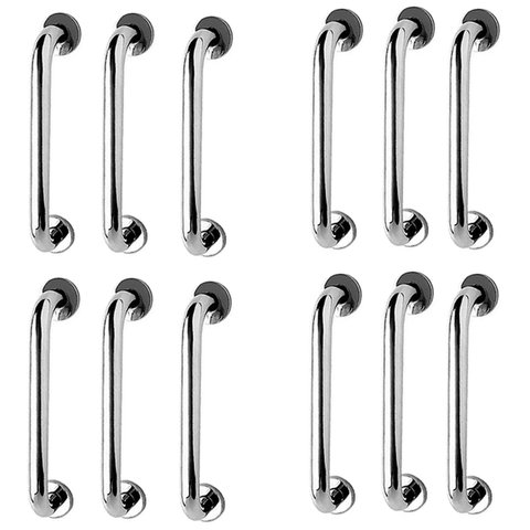 Alça de Apoio Inox 30cm Barra Kit 12 Unidades Idoso Cadeirante Deficiente Box Banheiro Segurança Ace