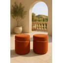 Ver imagem 1 de Kit Puff com Cinta Dourada Superior Terra Cota Veludo