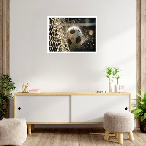 Quadro Decorativo Bola Futebol Rede - 50x70cm:moldura Preta