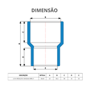 Ver imagem 3 de 5 Unidades Luva de Redução para Irrigação Dn 50mmx32mm Pvc Azul Durín