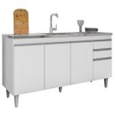 Ver imagem 1 de Balcão de Pia para Cozinha 150 Cm 4 Portas Lyan Branco
