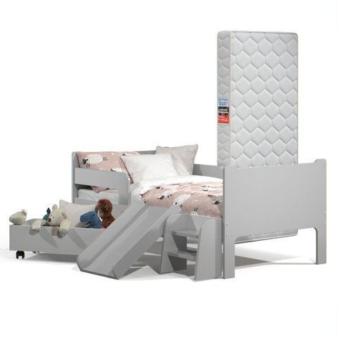 Mini Cama Infantil Montessoriana Sonho Kid's + Colchão:cinza