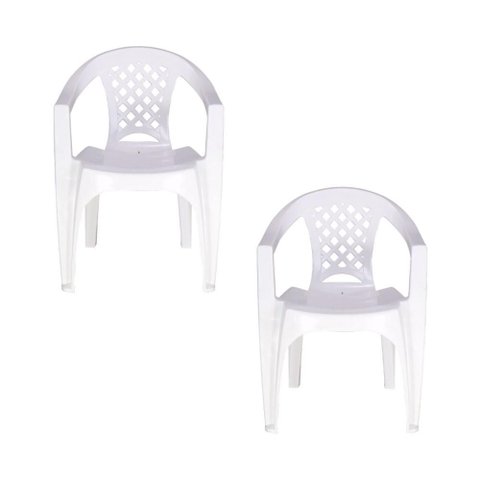 Kit 2 Cadeira Poltrona Plástica Iguape Branca 154kg Tramontina