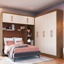 Ver imagem 1 de Guarda-Roupa Casal Modulado Athenas 10 Portas 4 Gavetas Off White/Nogueira - Doripel