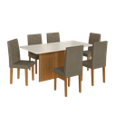 Ver imagem 5 de Conjunto Sala de Jantar Predilleta Florida 170cm com 6 Cadeiras Freijo Off Assento Cacau
