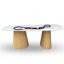 Ver imagem 1 de Mesa de Jantar Orgânica 160x90cm Base Carvalho Tampo Laca