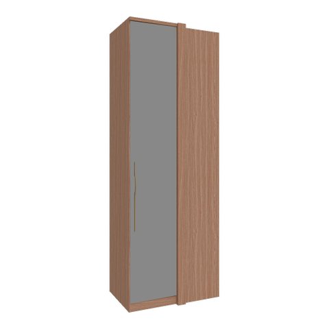 Guarda Roupa 1 Porta Correr para Canto Reto 2450mm Setiba Plus Rimo Carvalho/fendi