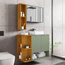 Ver imagem 2 de Gabinete Banheiro Ibiza 2 Portas Cuba e Armario Espelheira Pistache/naturale