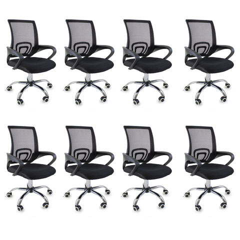 Kit 8 Cadeiras de Escritório Begônia Oficial Ergonômico Pret