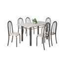 Ver imagem 2 de Conjunto de Mesa Tubular 140cm x 75cm Tampo em Vidro com 6 Cadeiras Iris B Prata/Botanic Bege/Mart