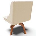 Ver imagem 4 de Cadeira Decorativa Sala de Jantar Base Giratória de Madeira Firenze Linho Bege/natural G19