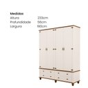 Ver imagem 3 de Guarda-Roupa 4 Portas 4 Gavetas com Tampo Bases e Pés de Madeira Maciça Joy Off White