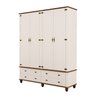 Guarda-roupa 4 Portas 4 Gavetas com Tampo Bases e Pés de Madeira Maciça Joy - 2