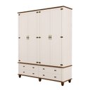 Ver imagem 2 de Guarda-Roupa 4 Portas 4 Gavetas com Tampo Bases e Pés de Madeira Maciça Joy Off White