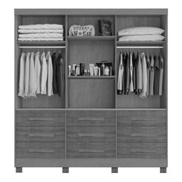 Guarda Roupa Athenas Bianchi Casal 3 Portas 9 Gavetas Cor Nature - 2