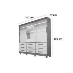 Guarda Roupa Athenas Bianchi Casal 3 Portas 9 Gavetas Cor Nature - 3