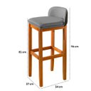 Ver imagem 6 de Kit 2 Banqueta Alta Bar Balcão Onix Banco Área Gourmet Sacada Pés Madeira Cor Bege Detalhe em Preto