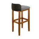 Ver imagem 3 de Kit 2 Banqueta Alta Bar Balcão Onix Banco Área Gourmet Sacada Pés Madeira Cor Bege Detalhe em Preto