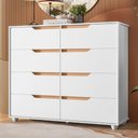 Ver imagem 2 de Cômoda Quarto Doble com 8 Gavetas e Pés Branco/freijo