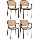 Ver imagem 1 de Kit 4 Cadeiras de Jantar Roma Prática com Braços para Sala e Cozinha - Preto