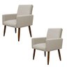 Kit Poltrona Recepção Pés Madeira Nina Cor:bege - 1