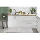 Ver imagem 2 de Kit Tapetes e Passadeira De Cozinha 3 Peças Antiderrapante Londres Geométrico Branco e Preto