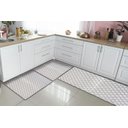 Ver imagem 1 de Kit Tapetes e Passadeira De Cozinha 3 Peças Antiderrapante Londres Geométrico Branco e Preto