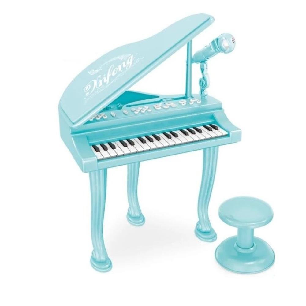 Piano Musical Infantil Microfone Banquinho Função Gravação