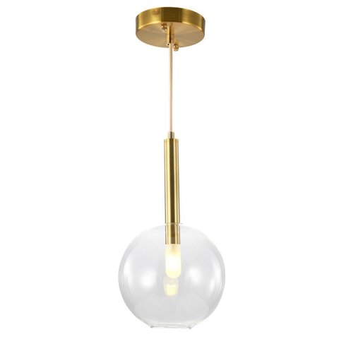 Pendente Metal 33,5x18cm Filó Bella Iluminação Dourado/Bronze/Transparente