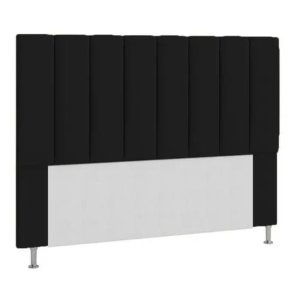Cabeceira Estofada Cama Box Casal 140 Cm Carla Suede Preto