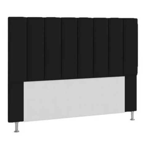 Cabeceira Estofada Cama Box Casal 140 Cm Carla Suede Preto