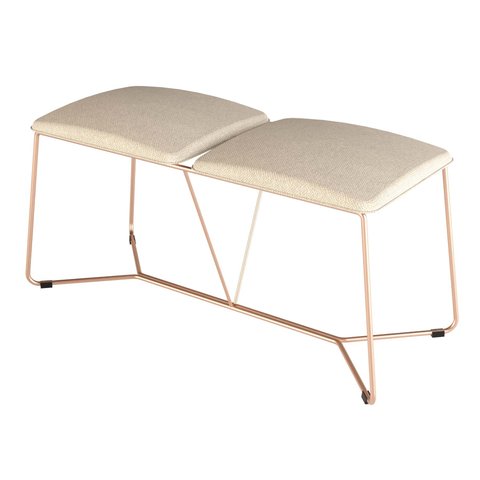 Banco 2 Lugares de Metal Iron com Assento Estofado Cobre