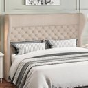 Ver mais imagens de Kit Cabeceira Cama Box Casal 195cm Madrid com Puff Recamier Santorini Linho Creme