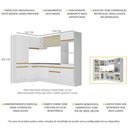 Ver imagem 4 de Armário de Cozinha Completa de Canto com Rodapé Veneza Multimóveis V2085 Branco/Dourado