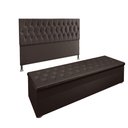 Ver imagem 1 de Conjunto Cabeceira Casal e Recamier Baú 1,60m Suede Marrom