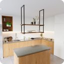 Ver imagem 2 de Nicho Preto Prateleira Suspensa Teto Cozinha Madeirado 80cm