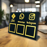 Placa Tripla Pix Instagram Whatsapp Qr Code Acrílico Preto com Dourado 22x15cm - 5