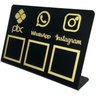 Placa Tripla Pix Instagram Whatsapp Qr Code Acrílico Preto com Dourado 22x15cm - 1