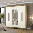 Ver imagem 1 de Guarda Roupa Casal 6 Portas 2g Espelho 218 Cm Nature Champanhe Vlr