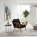 Ver imagem 2 de Poltrona Mona Linho Pés de Madeira Sala Escritorio Decoração:preto