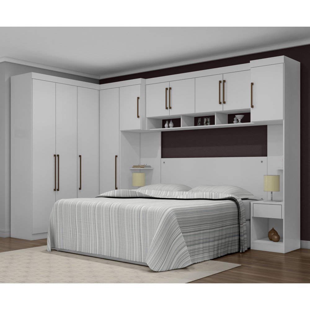 Guarda Roupa Dormitório Modulado Modena Casal/Queen Canto - Roupeiro Demobile Modena 2:Branco