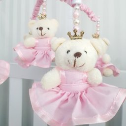 MOBILE PARA BERÇO MUSICAL GIRATÓRIO PRINCESA ROSA LISO - 3