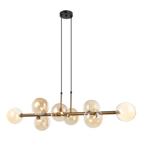 Lustre Pendente Abaporu de Metal e Vidro Champagne Bella Iluminação