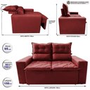 Ver imagem 2 de Sofá Retrátil e Reclinável 1.50m Cama Inbox Smal com Bordado Pantográfico Suede Vermelho